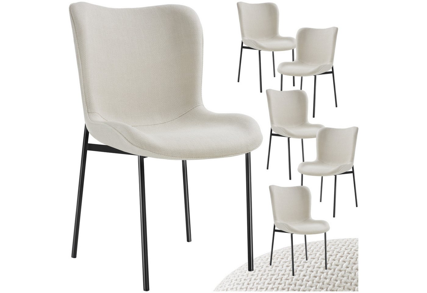 tectake Esszimmerstuhl Polsterstuhl (6er Set, 6 St), ergonomische Form mit hoher Rückenlehne von tectake