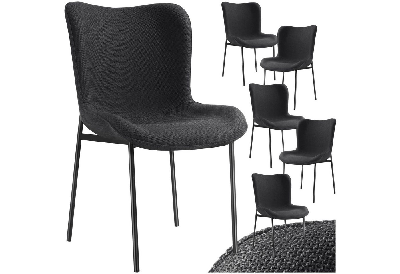 tectake Esszimmerstuhl Polsterstuhl (6er Set, 6 St), ergonomische Form mit hoher Rückenlehne von tectake