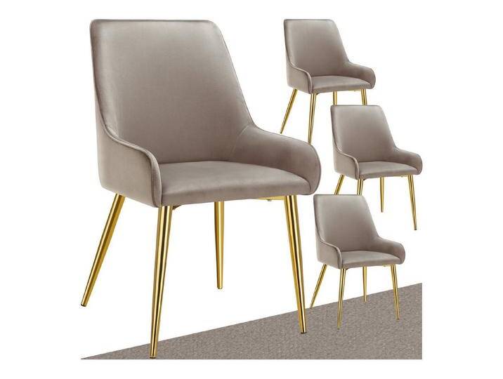 tectake Esszimmerstuhl Polsterstuhl Avane, Samtoptik, Belastbarkeit 120 kg (Set., 4 St), Ergonomische Formgebung der Rückenlehne, braun, 4 St., taupe von tectake