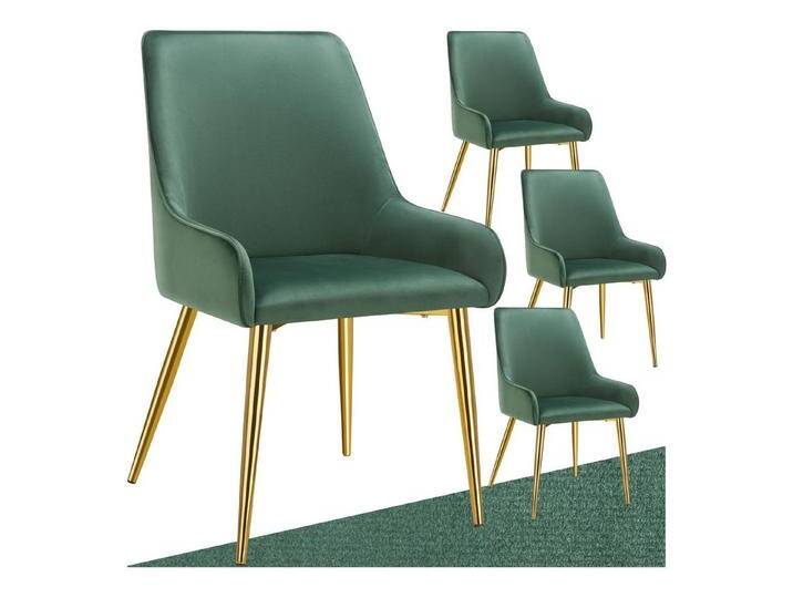 tectake Esszimmerstuhl Polsterstuhl Avane, Samtoptik, Belastbarkeit 120 kg (Set., 4 St), Ergonomische Formgebung der Rückenlehne, grün, 4 St., grün von tectake