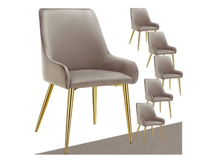 tectake Esszimmerstuhl Polsterstuhl (Set., 6 St), Ergonomische Formgebung der Rückenlehne, braun, 6 St., taupe von tectake