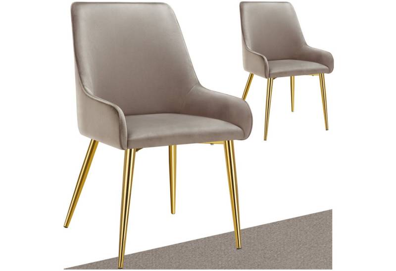tectake Esszimmerstuhl Polsterstuhl Avane, Samtoptik, Belastbarkeit 120 kg (Set., 2 St), Ergonomische Formgebung der Rückenlehne von tectake
