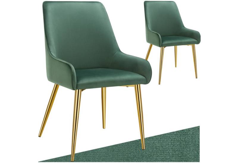 tectake Esszimmerstuhl Polsterstuhl Avane, Samtoptik, Belastbarkeit 120 kg (Set., 2 St), Ergonomische Formgebung der Rückenlehne von tectake