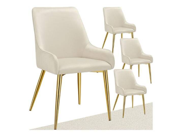 tectake Esszimmerstuhl Polsterstuhl Avane, Samtoptik, Belastbarkeit 120 kg (Set., 4 St), Ergonomische Formgebung der Rückenlehne, beige, 4 St., beige von tectake