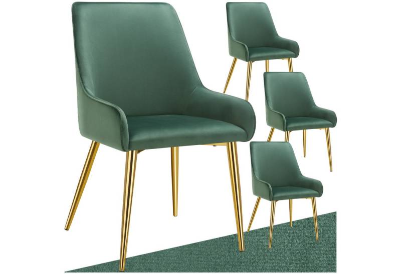 tectake Esszimmerstuhl Polsterstuhl Avane, Samtoptik, Belastbarkeit 120 kg (Set., 4 St), Ergonomische Formgebung der Rückenlehne von tectake