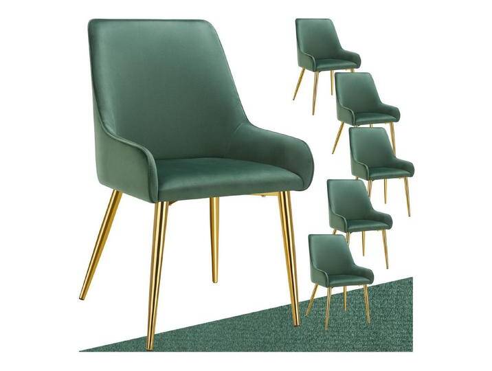 tectake Esszimmerstuhl Polsterstuhl Avane, Samtoptik, Belastbarkeit 120 kg (Set., 6 St), Ergonomische Formgebung der Rückenlehne, grün, 6 St., grün von tectake