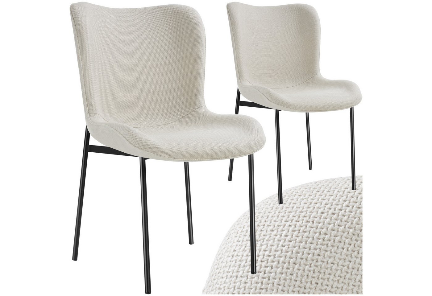 tectake Esszimmerstuhl Polsterstuhl Tessa (Set, 2 St), Ergonomisches Design, bequemer Polsterung & extra hohen Rückenlehnent von tectake
