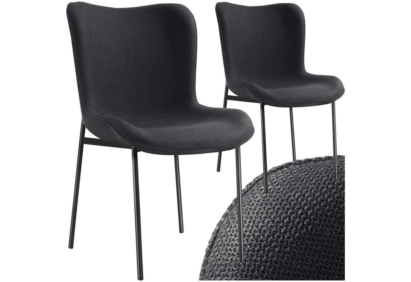 tectake Esszimmerstuhl Polsterstuhl Tessa (Set, 2 St), Ergonomisches Design, bequemer Polsterung & extra hohen Rückenlehnent von tectake