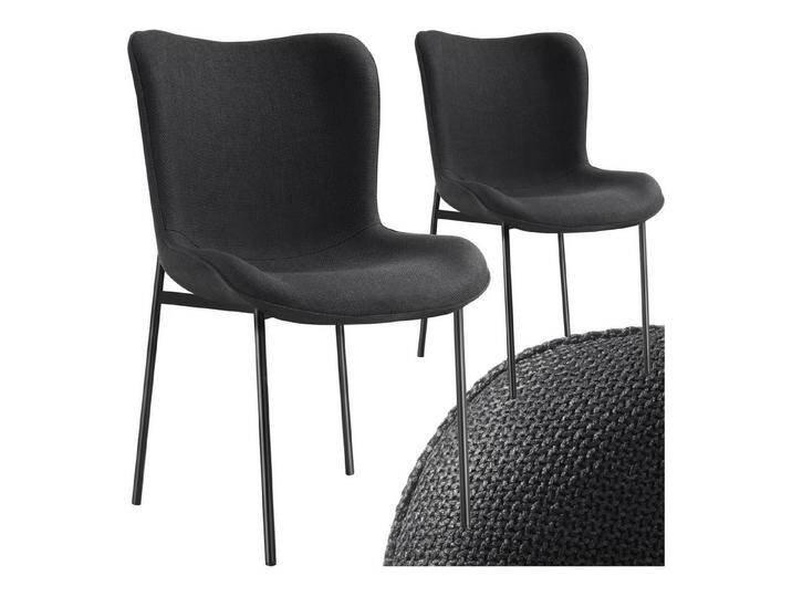 tectake Esszimmerstuhl Polsterstuhl Tessa (Set., 2 St), Ergonomisches Design, bequemer Polsterung & extra hohen Rückenlehnent, schwarz, Polyester von tectake