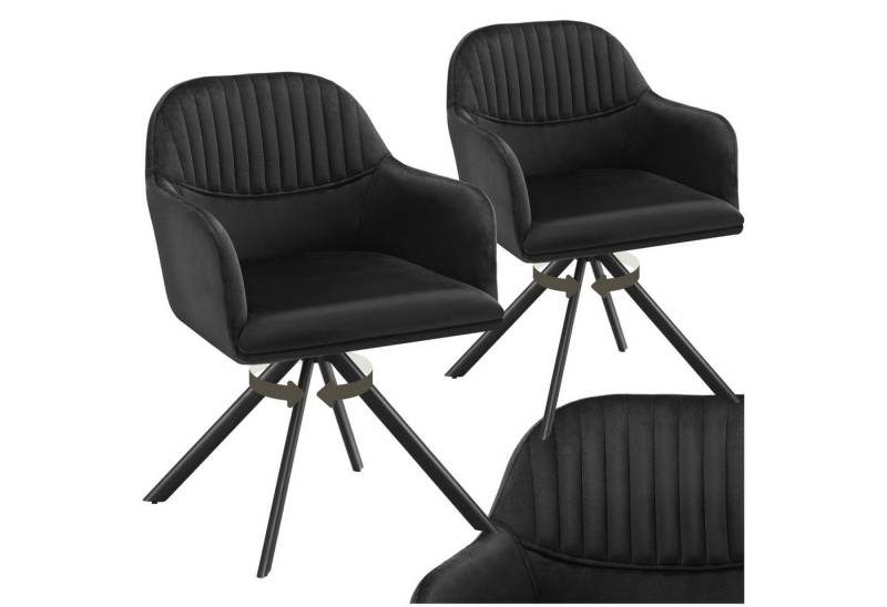 tectake Esszimmerstuhl Samt-Drehstuhl (2er Set, 2 St), gepolstert von tectake