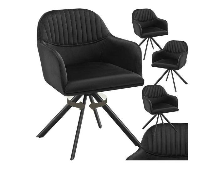tectake Esszimmerstuhl Samt-Drehstuhl (4er Set, 4 St), gepolstert, schwarz, 4 St. von tectake