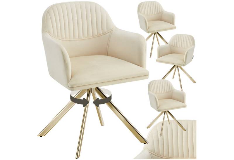 tectake Esszimmerstuhl Samt-Drehstuhl (4er Set, 4 St), gepolstert von tectake