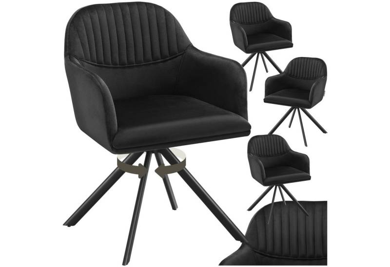 tectake Esszimmerstuhl Samt-Drehstuhl (4er Set, 4 St), gepolstert von tectake