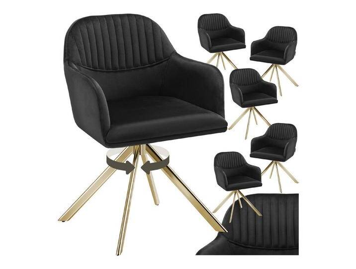 tectake Esszimmerstuhl Samt-Drehstuhl (6er Set, 6 St), gepolstert, schwarz, 6 St. von tectake