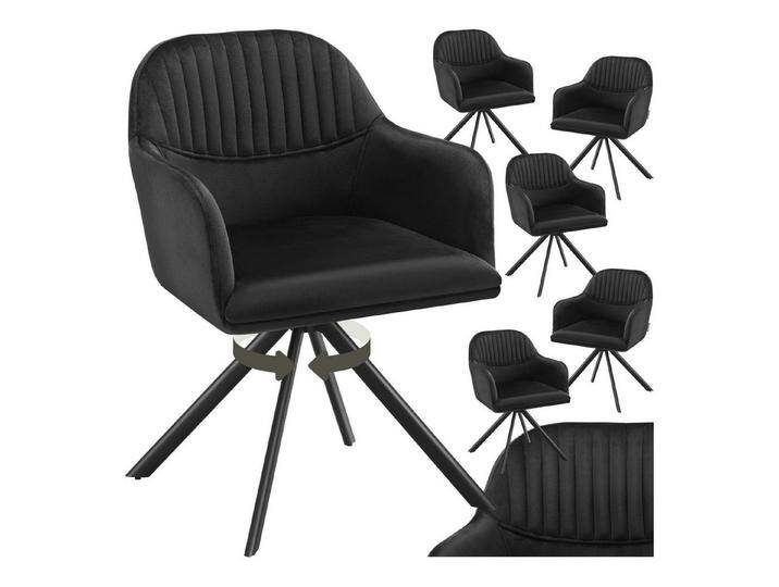 tectake Esszimmerstuhl Samt-Drehstuhl (6er Set, 6 St), gepolstert, schwarz, 6 St. von tectake
