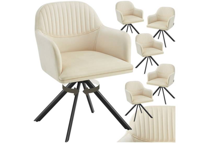 tectake Esszimmerstuhl Samt-Drehstuhl (6er Set, 6 St), gepolstert von tectake