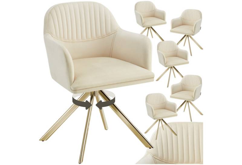 tectake Esszimmerstuhl Samt-Drehstuhl (6er Set, 6 St), gepolstert von tectake