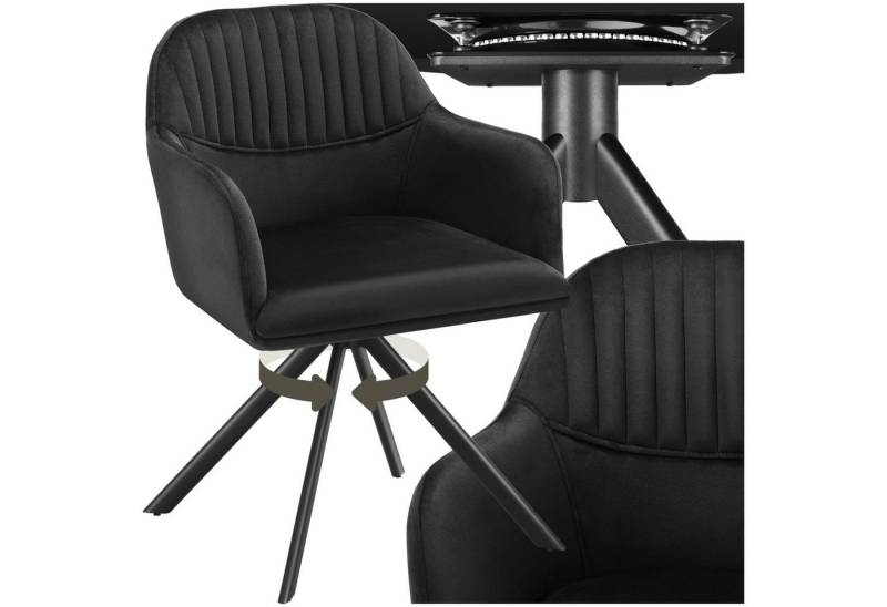 tectake Esszimmerstuhl Samt-Drehstuhl Lona mit dicker Polsterung (Set, 1 St), Große Sitzschale, durchgehende Arm- & Rückenlehne, bequemer Polsterung von tectake