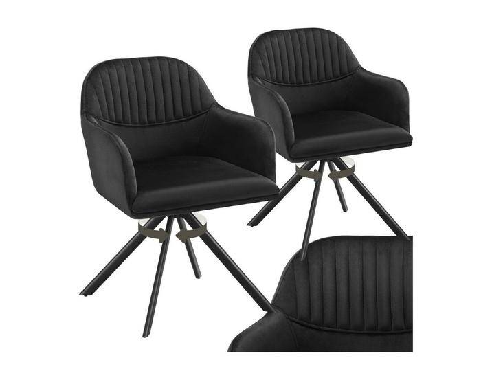 tectake Esszimmerstuhl Samt-Drehstuhl Lona mit dicker Polsterung (Set, 2 St), Große Sitzschale mit extra dicker Polsterung mit Schaumstofffüllung von tectake