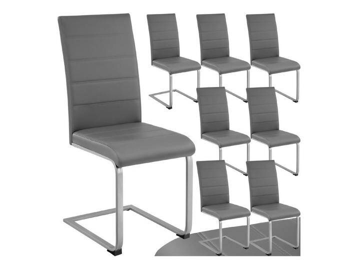 tectake Esszimmerstuhl Schwingstühle, gepolstert mit Kunstlederbezug, 41 x 52 x 99 cm (Set, 8 St), Strapazierfähiges Kunstleder, grau, 8 St., grau von tectake