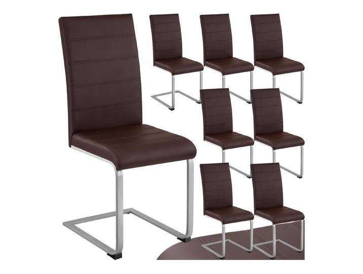 tectake Esszimmerstuhl Schwingstühle, gepolstert mit Kunstlederbezug, 41 x 52 x 99 cm (Set, 8 St), Strapazierfähiges Kunstleder, braun, 8 St. von tectake