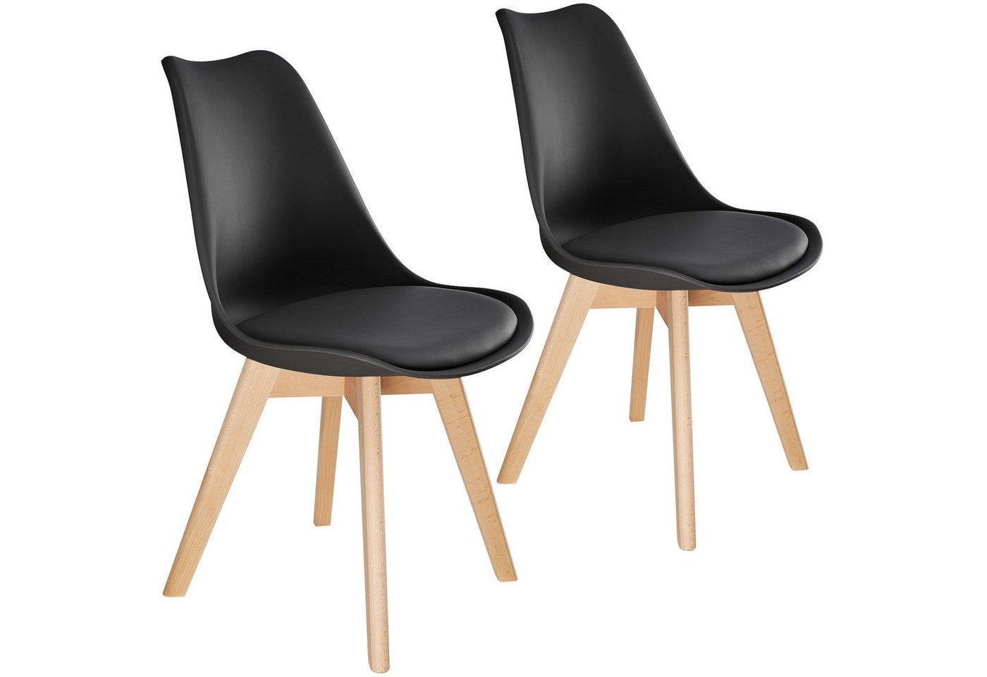 tectake Esszimmerstuhl Set Esszimmerstuhl (2er Set, 2 St), gepolsterte Sitzfläche von tectake