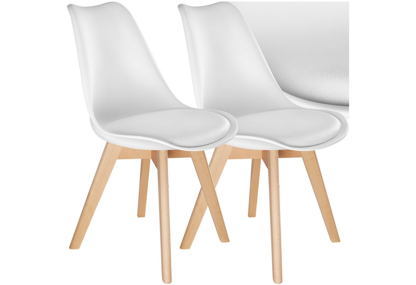 tectake Esszimmerstuhl Küchenstuhl Frederikke (Set., 2 St), Strapazierfähige Polsterung für großen Sitzkomfort von tectake