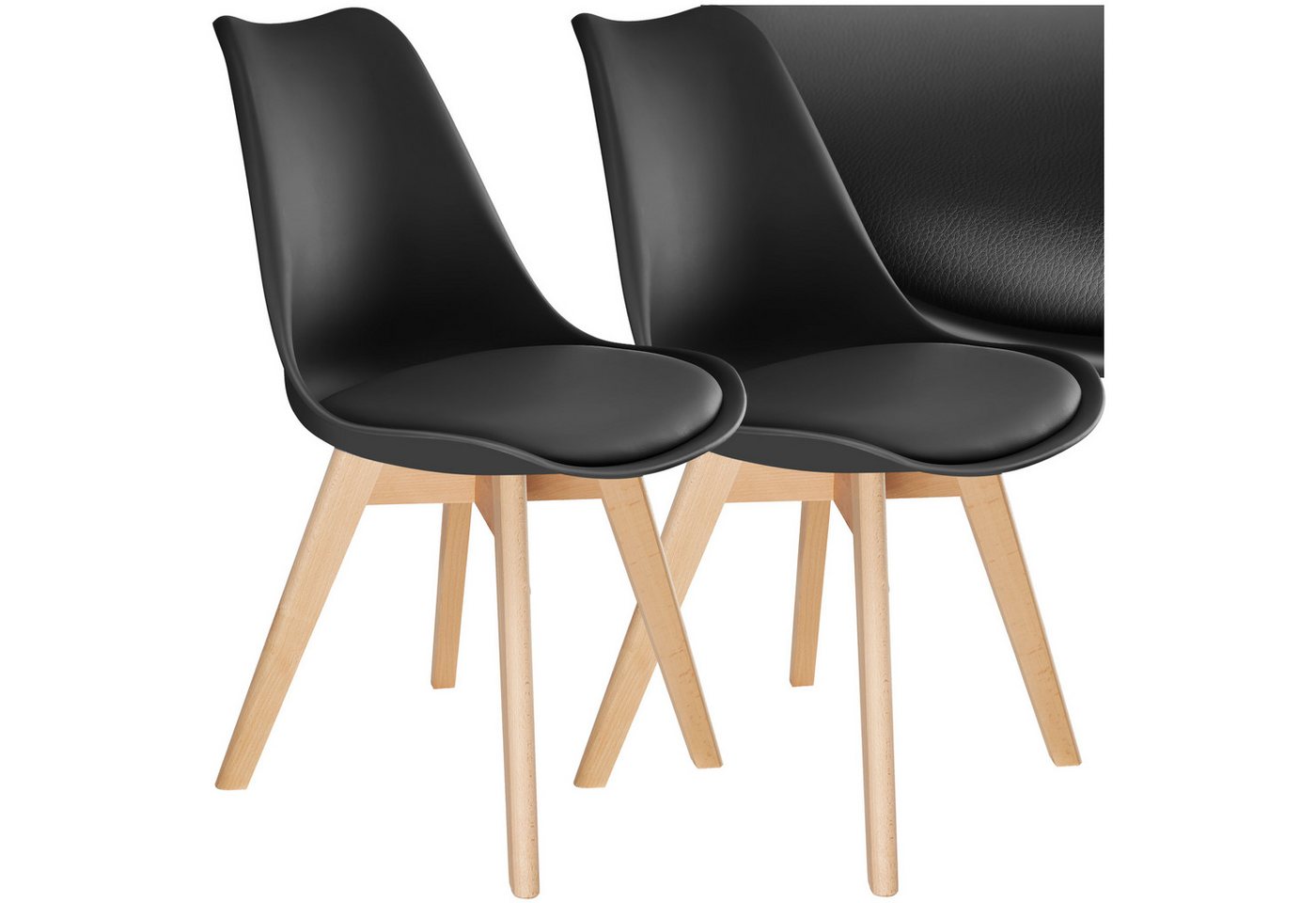 tectake Esszimmerstuhl Küchenstuhl Frederikke ergonomisch, mit Filzgleiter, 49x53x82 cm (Set., 2 St), Strapazierfähige Polsterung für großen Sitzkomfort von tectake