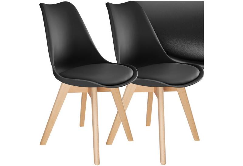 tectake Esszimmerstuhl Küchenstuhl Frederikke ergonomisch, mit Filzgleiter, 49x53x82 cm (Set., 2 St), Strapazierfähige Polsterung für großen Sitzkomfort von tectake