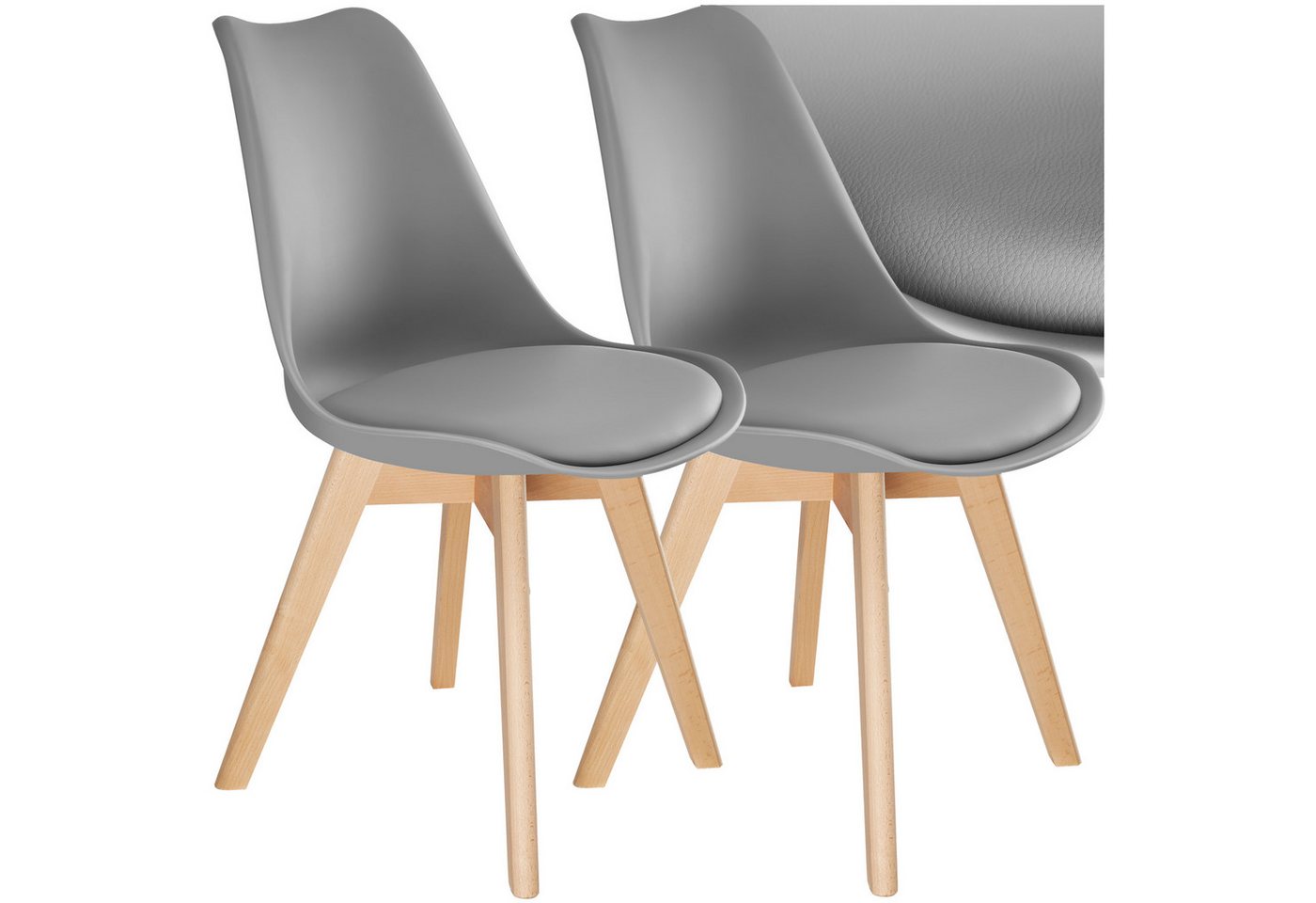 tectake Esszimmerstuhl Küchenstuhl Frederikke ergonomisch, mit Filzgleiter, 49x53x82 cm (Set., 2 St), Strapazierfähige Polsterung für großen Sitzkomfort von tectake