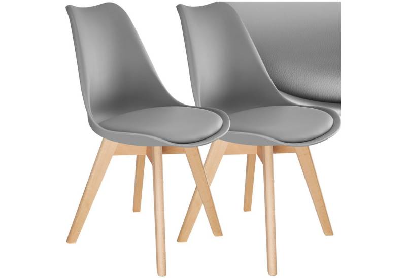 tectake Esszimmerstuhl Küchenstuhl Frederikke ergonomisch, mit Filzgleiter, 49x53x82 cm (Set., 2 St), Strapazierfähige Polsterung für großen Sitzkomfort von tectake
