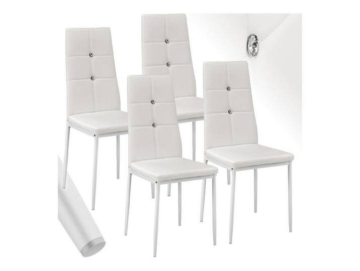 tectake Esszimmerstuhl Set Esszimmerstuhl (4er Set, 4 St), gepolstert mit Kunstlederbezug, weiß, 4 St. von tectake