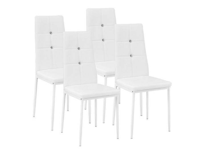 tectake Esszimmerstuhl Set Esszimmerstuhl (4er Set, 4 St), gepolstert mit Kunstlederbezug, weiß, weiß 4er Set von tectake