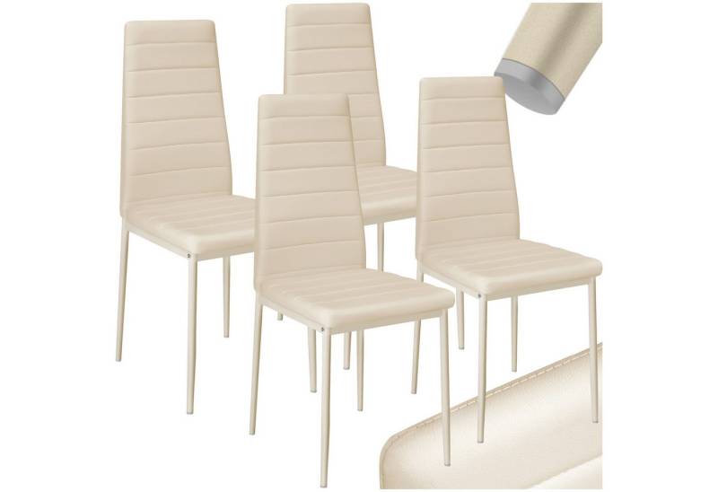tectake Esszimmerstuhl Set Esszimmerstuhl (4er Set, 4 St), gepolstert mit Kunstlederbezug von tectake