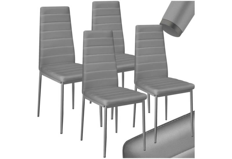 tectake Esszimmerstuhl Set Esszimmerstuhl (4er Set, 4 St), gepolstert mit Kunstlederbezug von tectake