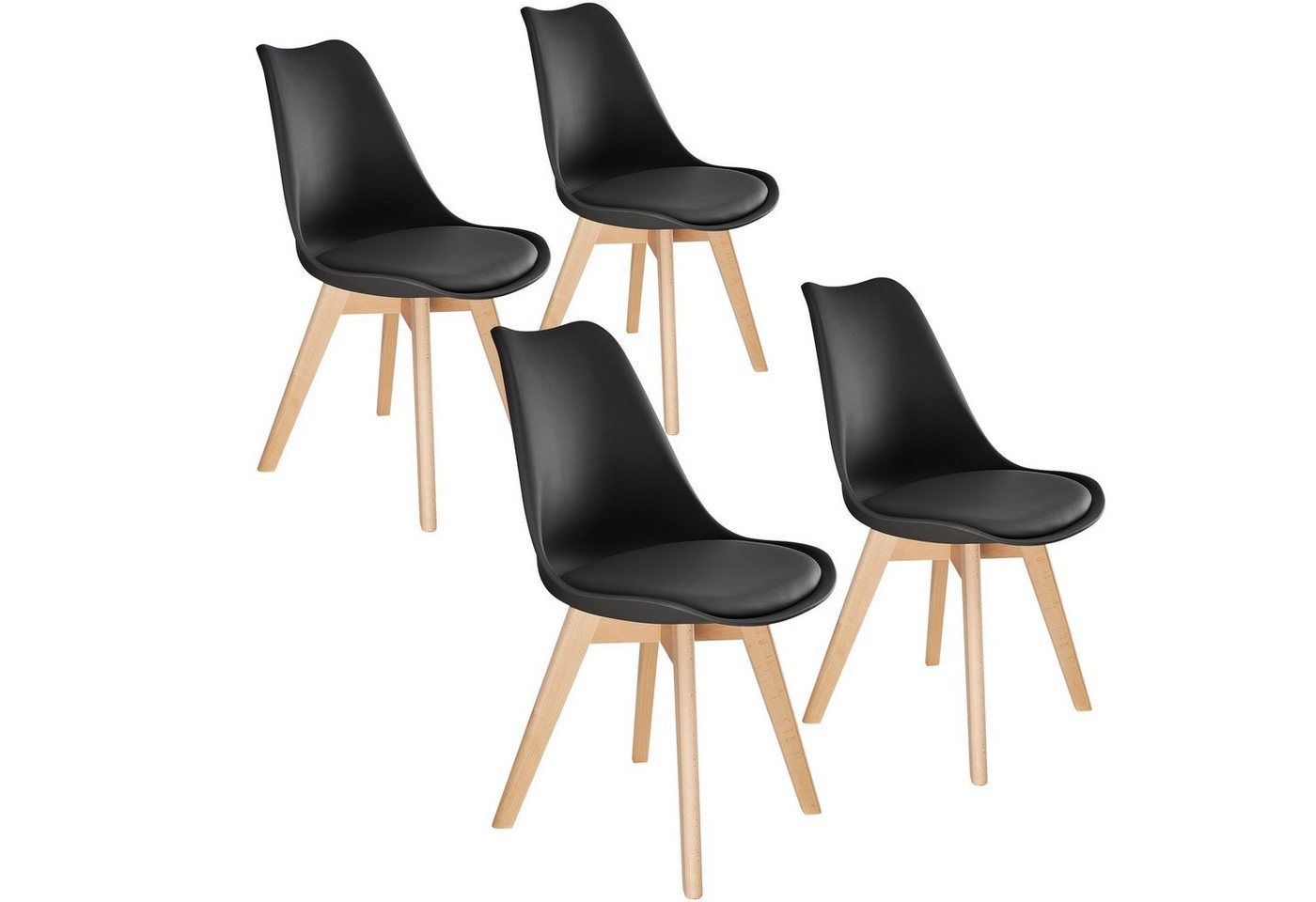 tectake Esszimmerstuhl Set Esszimmerstuhl (4er Set, 4 St), gepolsterte Sitzfläche von tectake