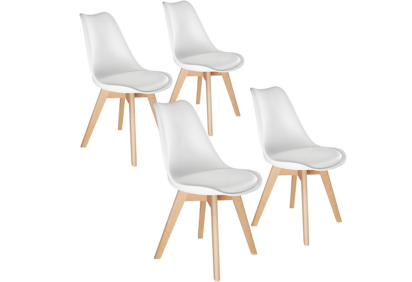 tectake Esszimmerstuhl Set Esszimmerstuhl (4er Set, 4 St), gepolsterte Sitzfläche von tectake