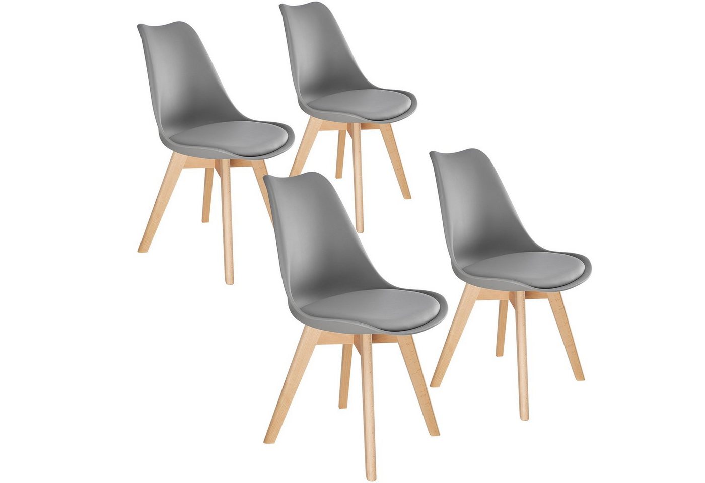 tectake Esszimmerstuhl Set Esszimmerstuhl (4er Set, 4 St), gepolsterte Sitzfläche von tectake