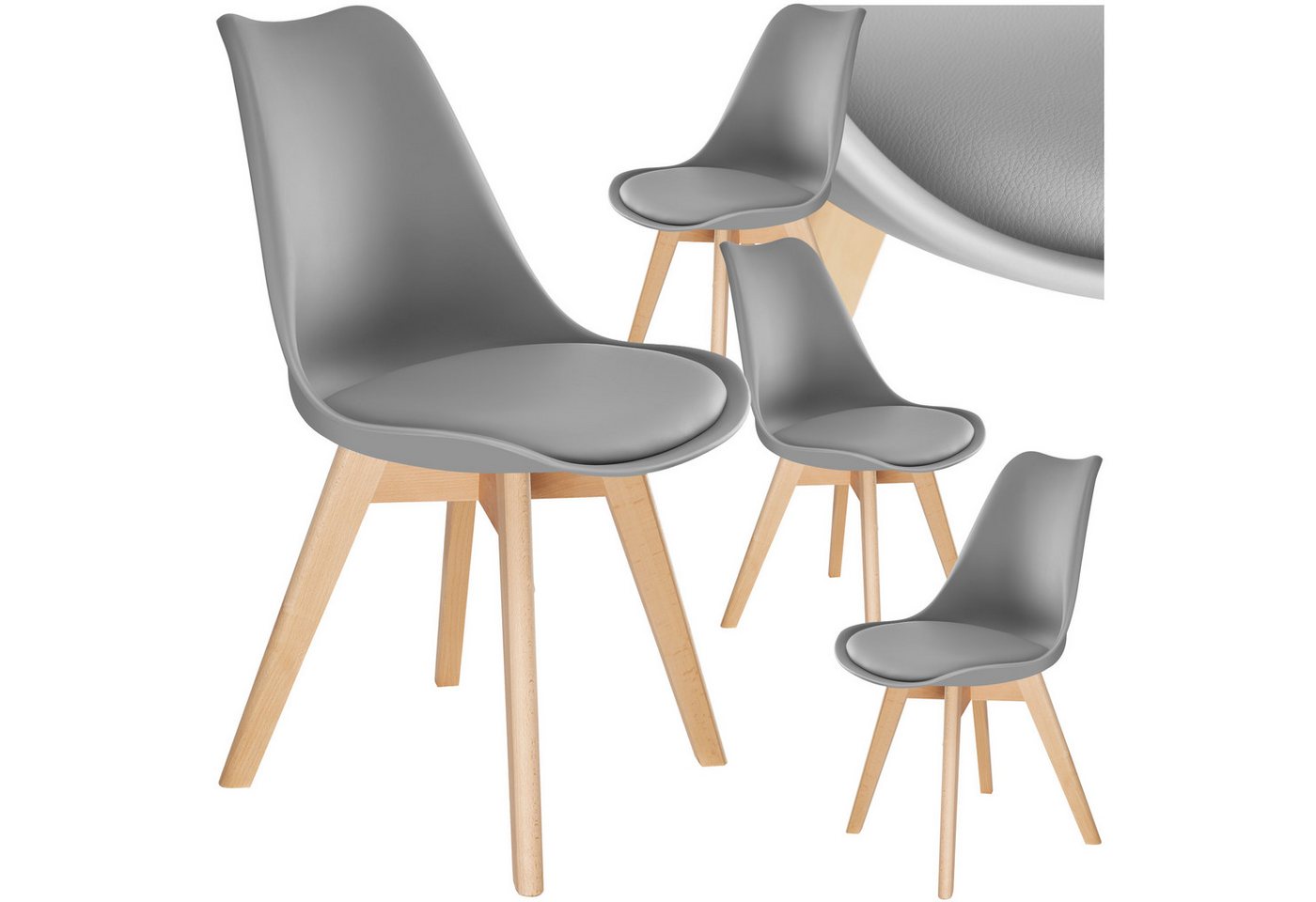 tectake Esszimmerstuhl Set Esszimmerstuhl (Set, 4 St), Ergonomische Formgebung der Sitzschale von tectake