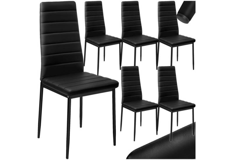 tectake Esszimmerstuhl Set Esszimmerstuhl (6er Set, 6 St), gepolstert mit Kunstlederbezug von tectake