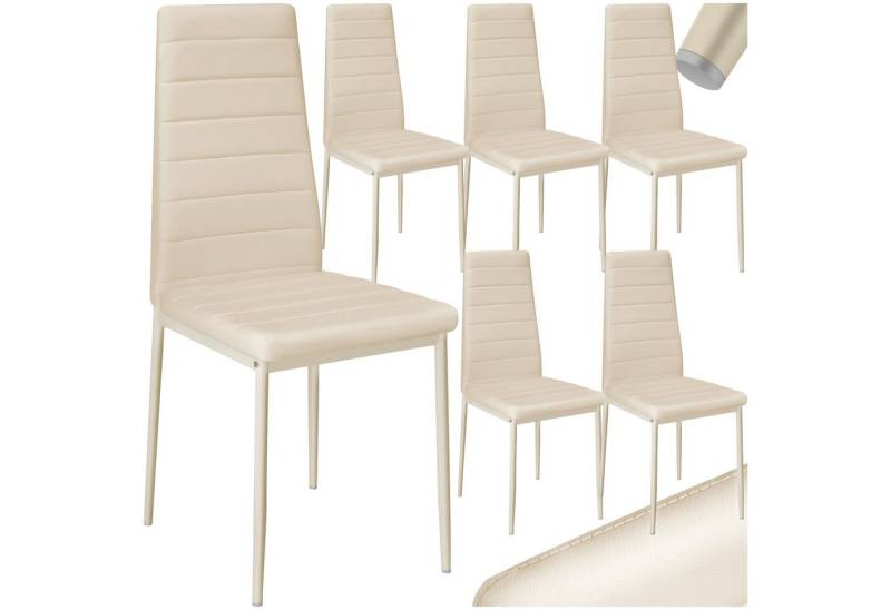 tectake Esszimmerstuhl Set Esszimmerstuhl (6er Set, 6 St), gepolstert mit Kunstlederbezug von tectake