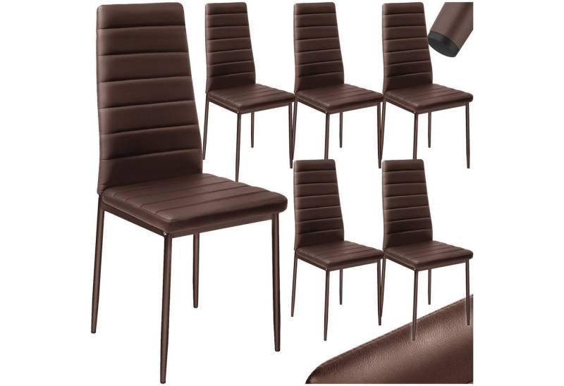 tectake Esszimmerstuhl Set Esszimmerstuhl (6er Set, 6 St), gepolstert mit Kunstlederbezug von tectake