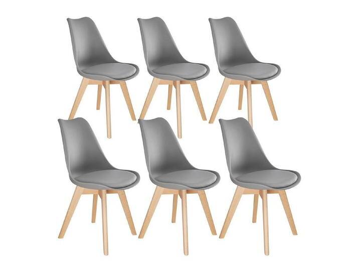 tectake Esszimmerstuhl Set Esszimmerstuhl (6er Set, 6 St), gepolsterte Sitzfläche, grau, grau von tectake