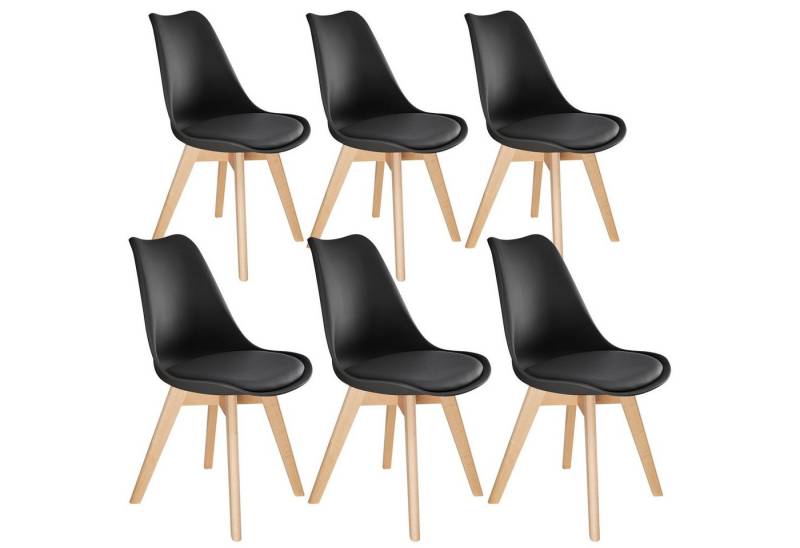 tectake Esszimmerstuhl Set Esszimmerstuhl (6er Set, 6 St), gepolsterte Sitzfläche von tectake
