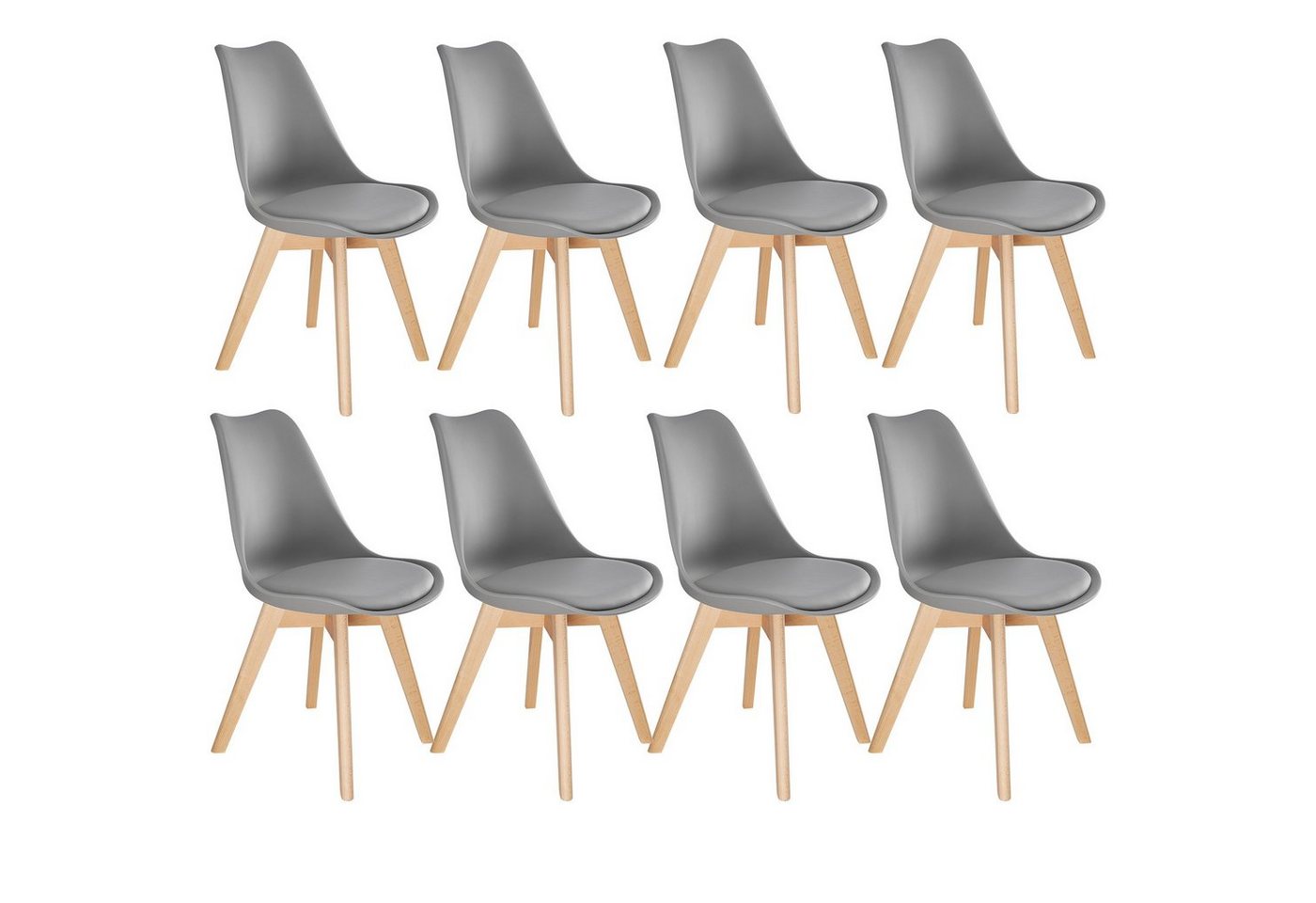 tectake Esszimmerstuhl Set Esszimmerstuhl (8er Set, 8 St), gepolsterte Sitzfläche von tectake