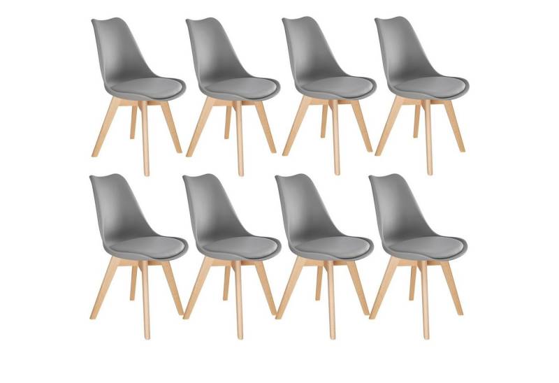 tectake Esszimmerstuhl Set Esszimmerstuhl (8er Set, 8 St), gepolsterte Sitzfläche von tectake
