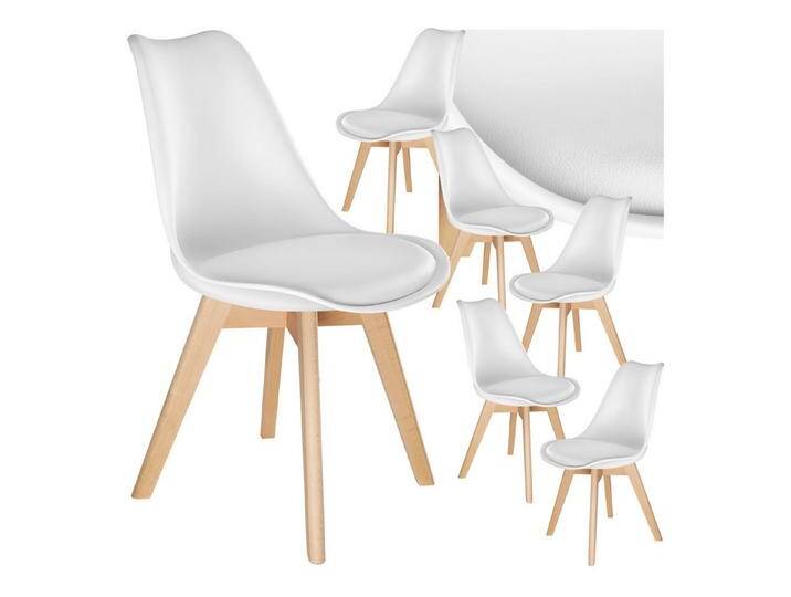 tectake Esszimmerstuhl Küchenstuhl Frederikke ergonomisch, mit Filzgleiter, 49x53x82 cm (Set., 6 St), Ergonomische Formgebung der Sitzschale, weiß von tectake