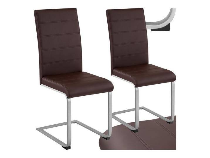tectake Esszimmerstuhl Set Schwingstuhl (2er Set, 2 St), gepolstert mit Kunstlederbezug, braun, cappuccino von tectake