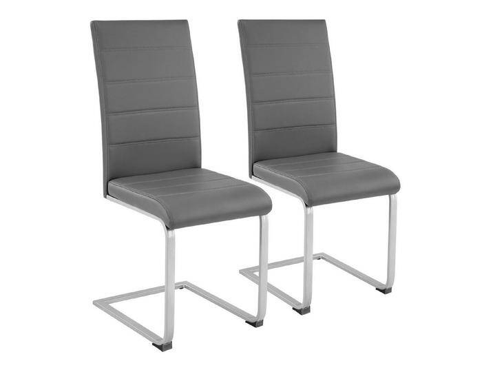tectake Esszimmerstuhl Set Schwingstuhl (2er Set, 2 St), gepolstert mit Kunstlederbezug, grau, grau 2er Set, grau von tectake