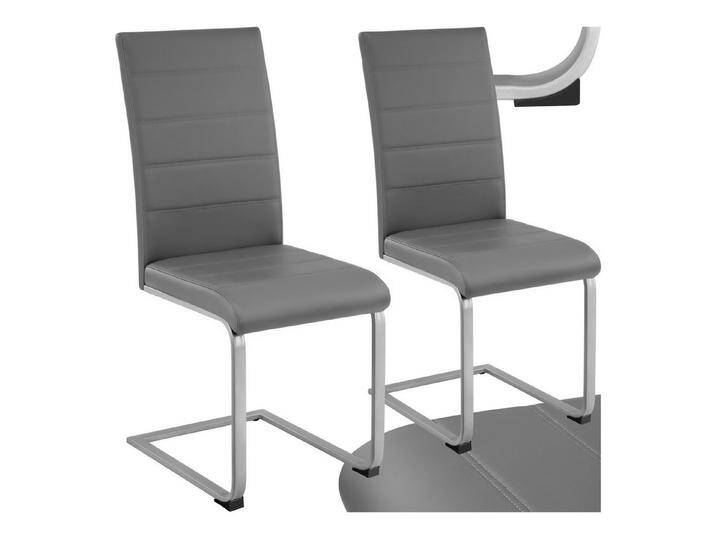 tectake Esszimmerstuhl Set Schwingstuhl (2er Set, 2 St), gepolstert mit Kunstlederbezug, grau, grau von tectake